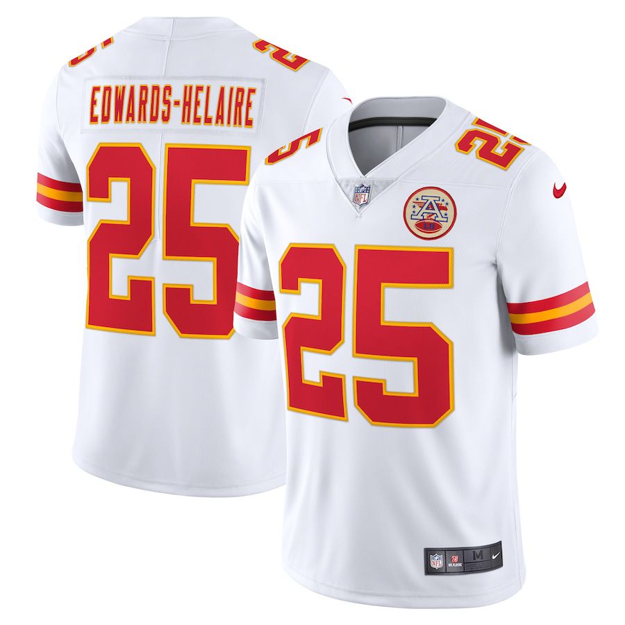 Men Kansas City Chiefs 25 Clyde Edwards-Helaire Nike White Vapor Limited NFL Jersey